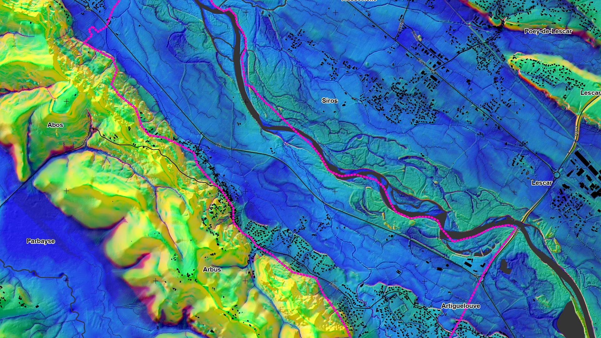 Image principale pour l'accueil d'ASUP représentant une cartographie thermique jaune et bleue